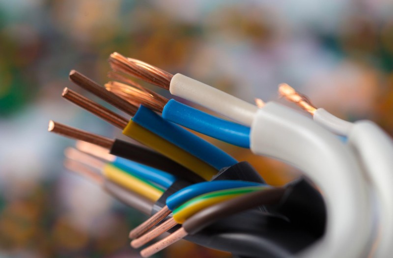 Close up of electrical copper cable